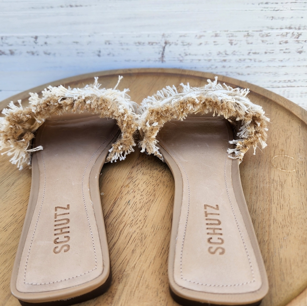 SCHUTZ Woven Cream and Tan Sandals - Picture 5 of 8